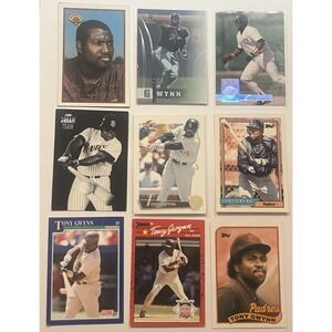 Tony Gwynn 9 Card Set - Hall of Famer - Padres Legend Topps Donruss Score Bowman